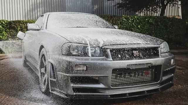 Exterior wash in progress